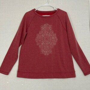 St. John's Bay Sweatshirt, Soft, Pink with White Design, Medium